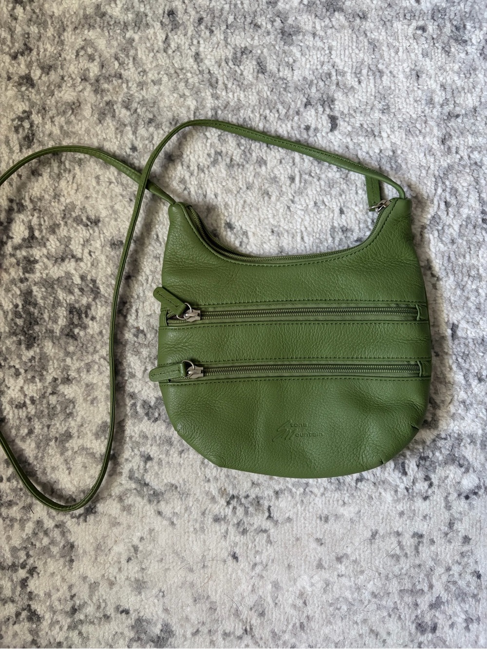 Vintage Green Crossbody Leather Bag - Stone Mountain